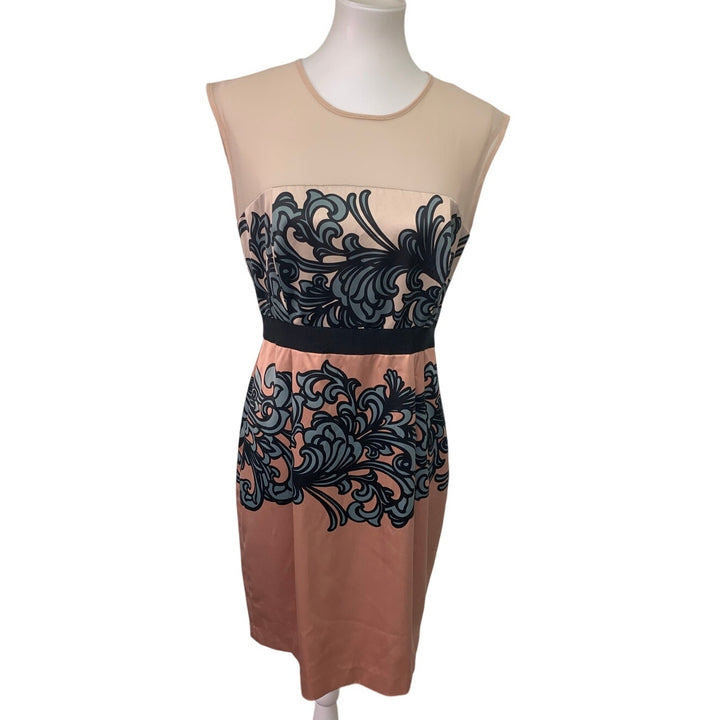 New York &amp; Co Womens Size 10 Sleeveless Sheer Yoke Floral Washable Sheath Dress