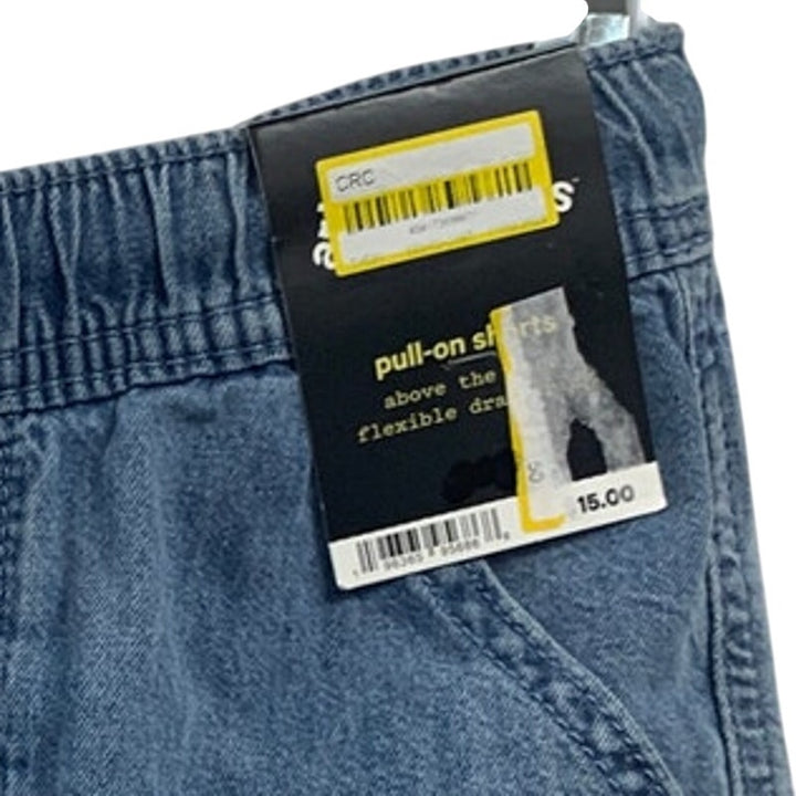 2 New Cat &amp; Jack Kids Medium (8) 100% Cotton Denim Jean Pull On Elastic Shorts