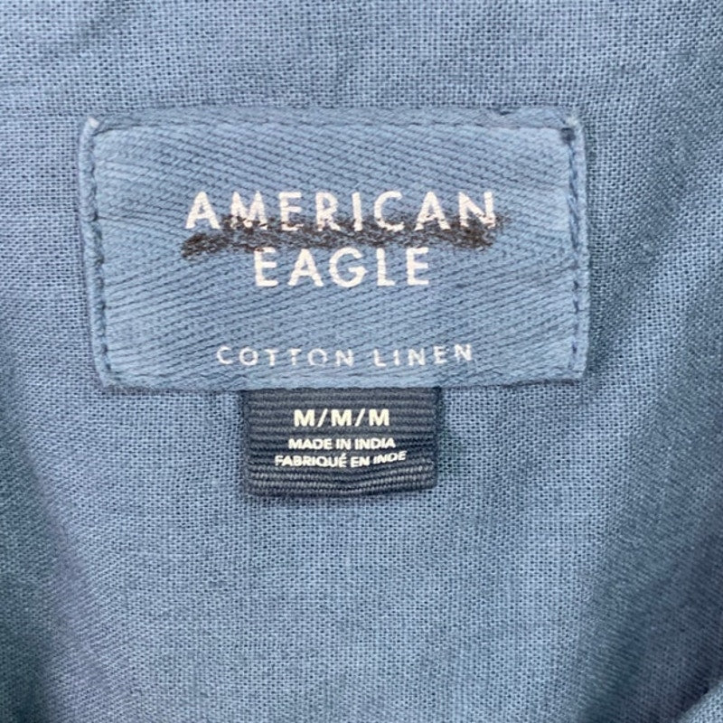 2 New American Eagle Mens Medium Blue Short Sleeve Button Up Collared Shirts
