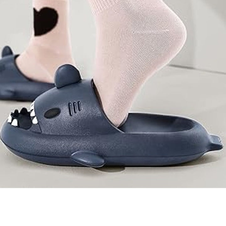 Iminpin Mens Size 7.5 Blue Shark Slide On Open Toe Cloud Slippers Mule Shoes