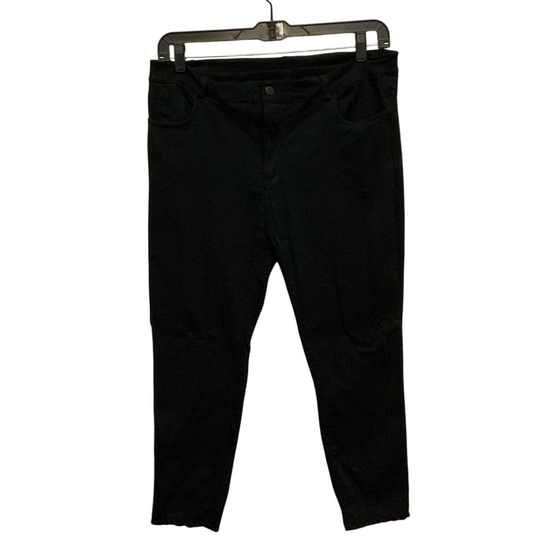 Shein Curve 2XL Cropped Polyester Blend Basic Black Casual Pants w Pockets