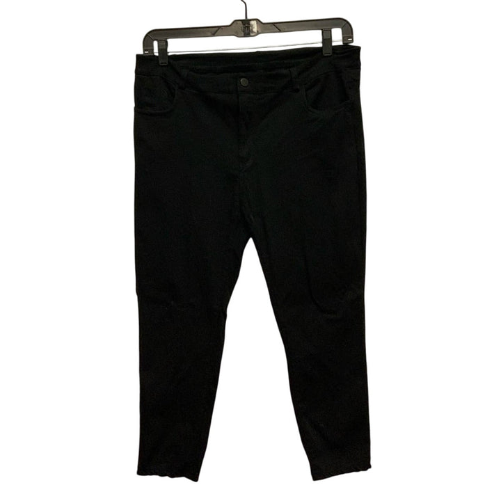 Shein Curve 2XL Cropped Polyester Blend Basic Black Casual Pants w Pockets
