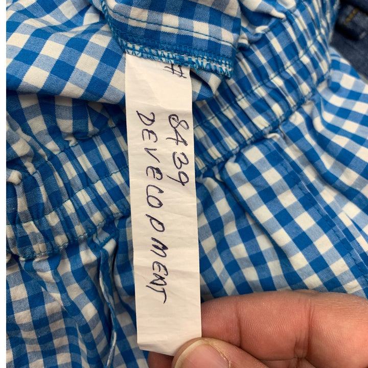 New Aerie Womens Small White Blue Gingham Check Paperbag Elastic Waist Shorts
