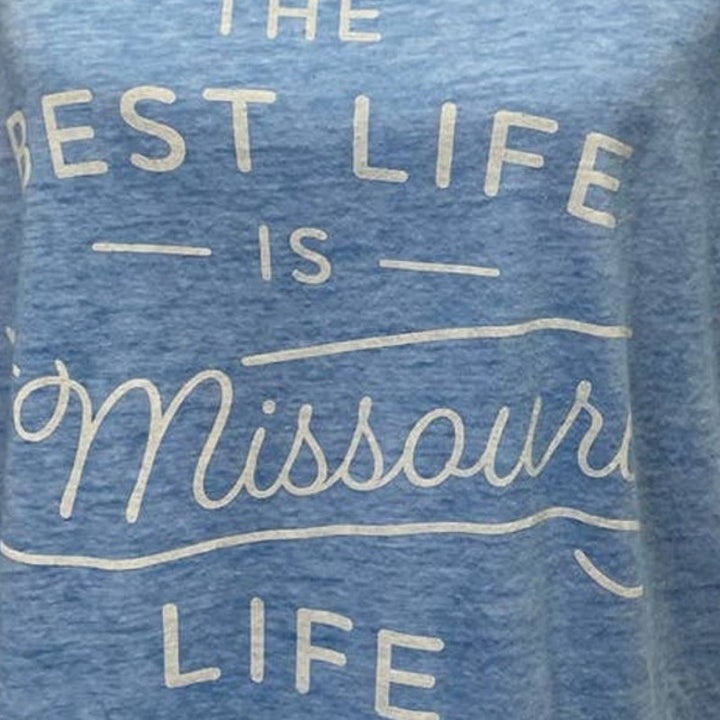 Best Life Is Missouri Life Womens XL Cotton Blend Scoop Short Sleeve Tee Shirt