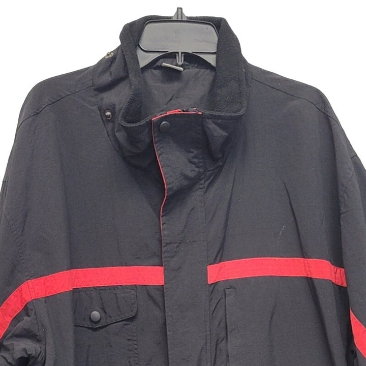 Mens XXL Long Sleeve Full Zip &amp; Button Multi Pocket Drawstring Waist Lined Coat