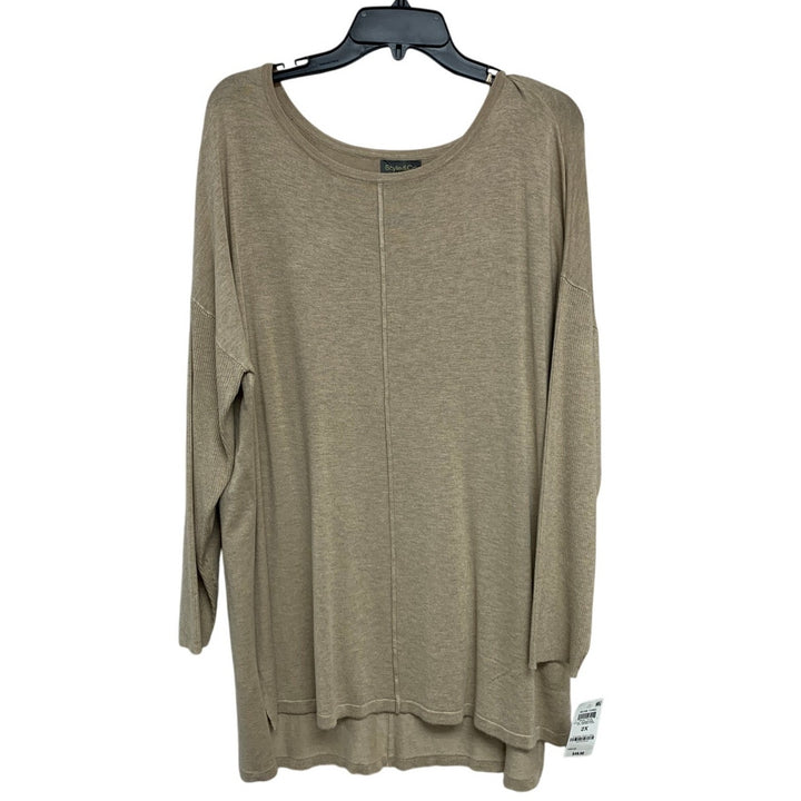 NWT New Style &amp; Co Womens 2X Heathered Long Sleeve Scoop Neck Knit Sweater