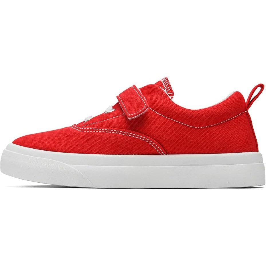Rosyclo Big Kid Size 6.5 Red Canvas Hook Loop Elastic Lace Sneakers Casual Shoes