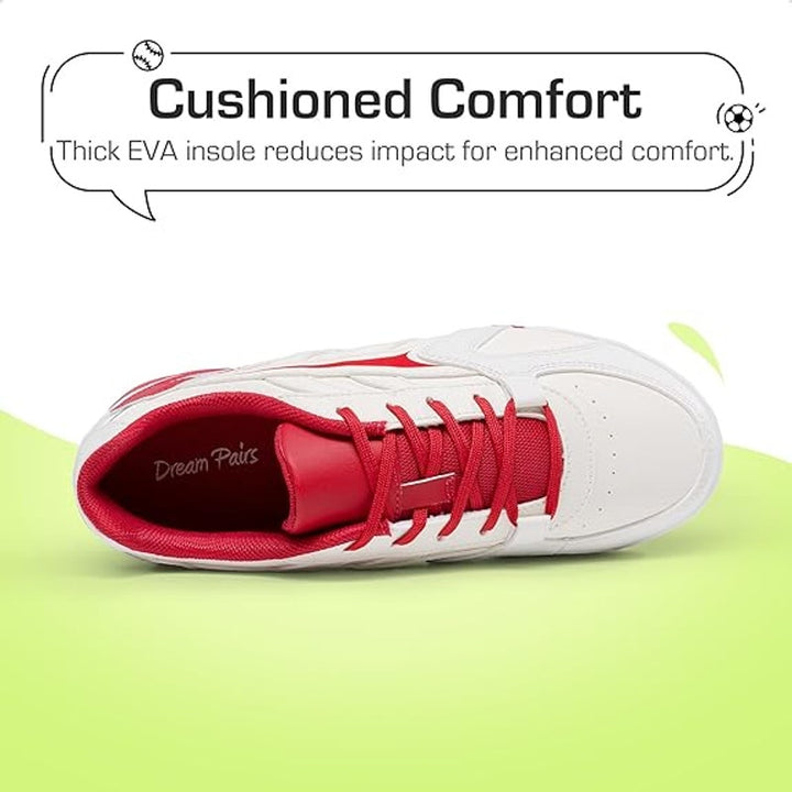 Dream Pairs Kids Size 13 White Red Soccer Baseball Softball Cleat Athletic Shoes