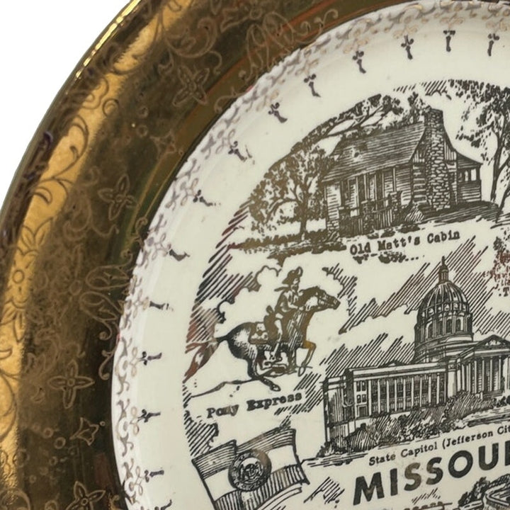 Vintage Crest-O-Gold Missouri Warranted 22K Gold Rim Ceramic Collector Plate