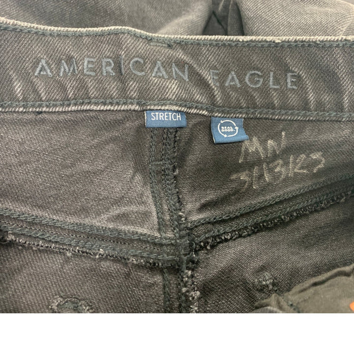 New American Eagle Womens Size 4 Black Cotton Blend Distressed Denim Jeans
