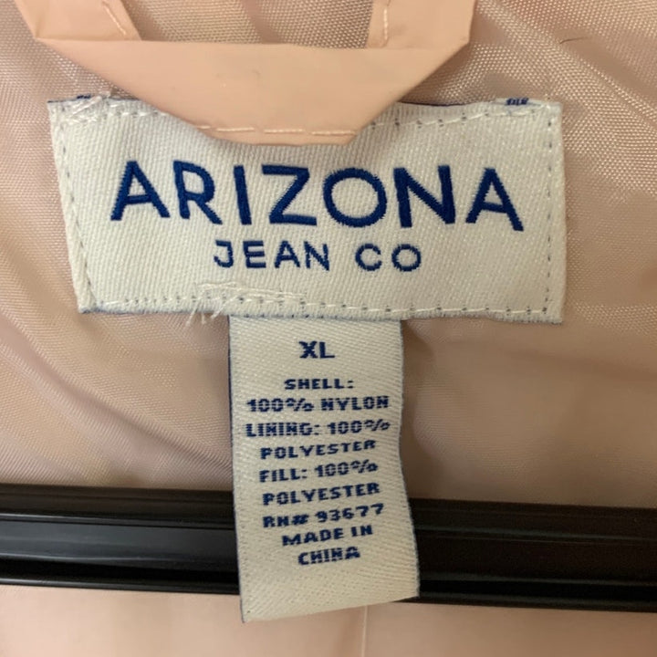 New Arizona Jean Co Womens XL Pink Sleeveless Nylon Front Zip Puffer Vest