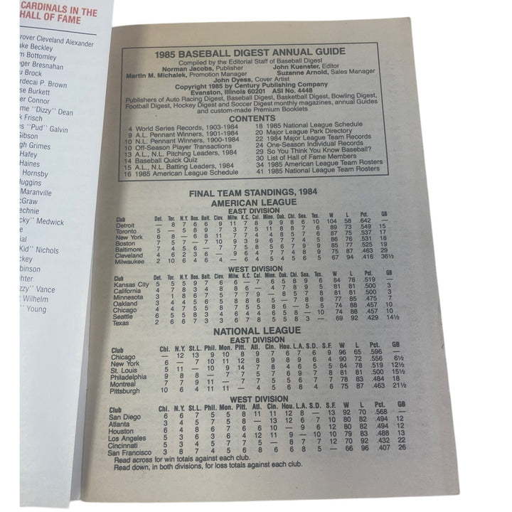 Vintage 1985 Baseball Digest Annual Guide Brock Slaughter Wilhelm Cardinals