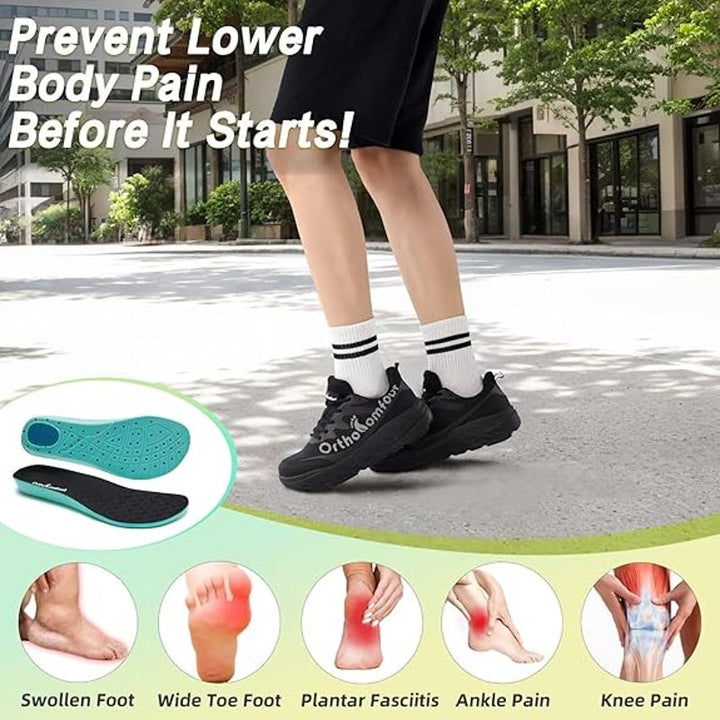 OrthoComfoot Womens Size 11 Black Lace Up Wide Toe Box Athletic Shoes