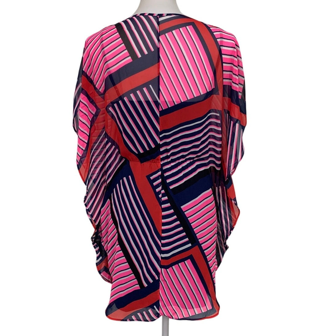Express Womens XS 100% Polyester Striped Short Sleeve V Neck Blouson Dress