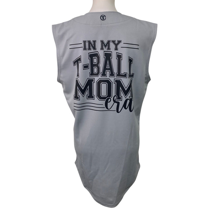 New Hand Printed Unisex Large Gray T-Ball Mom Era Sleeveless Baseball Shirt