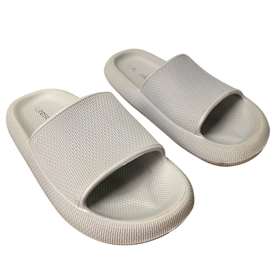 Mens Size 9.5 Gray Slide On Sandals Open Round Toe Thick Sole Shower Clog Shoes