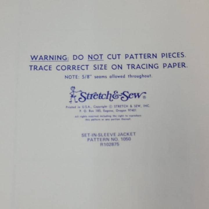 Vintage 1974 Stretch &amp; Sew 1050 Set-In Sleeve Jacket Knit Fabric Uncut Pattern