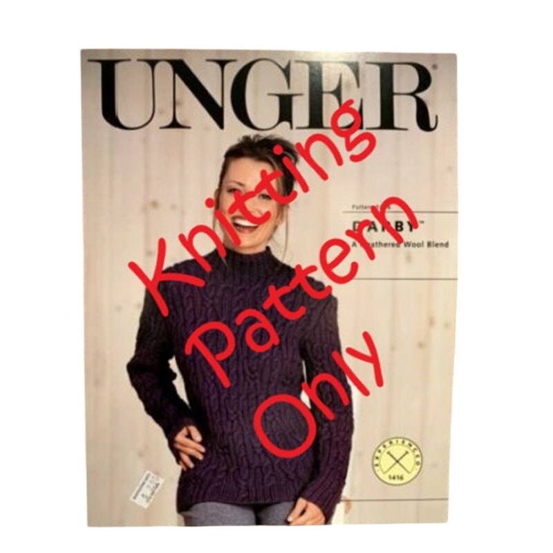 New Unger 1416 Darby Cabled Mock Turtleneck Pullover Sweater Knitting Pattern