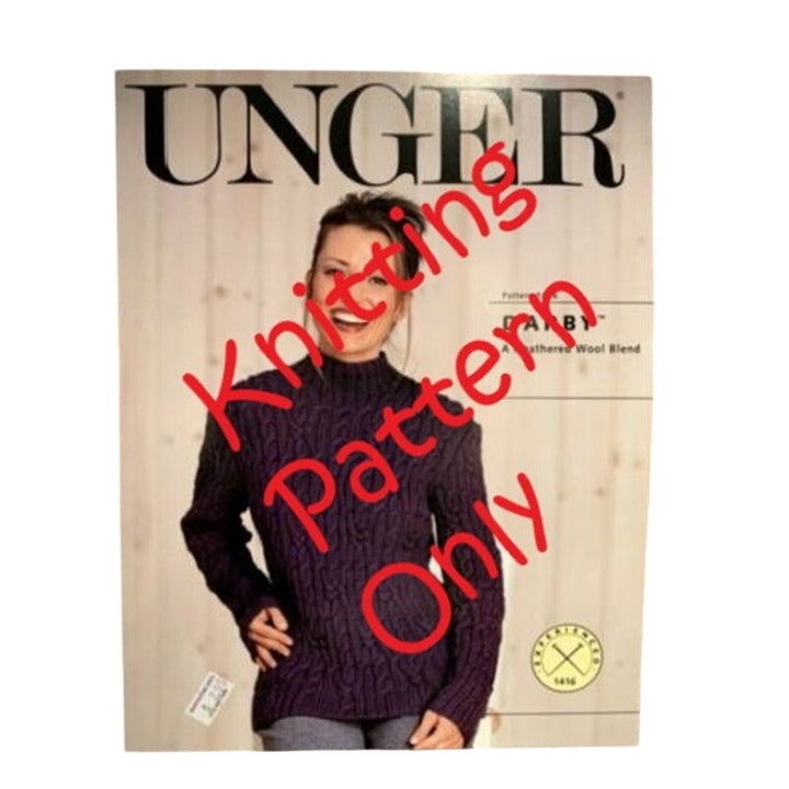 New Unger 1416 Darby Cabled Mock Turtleneck Pullover Sweater Knitting Pattern