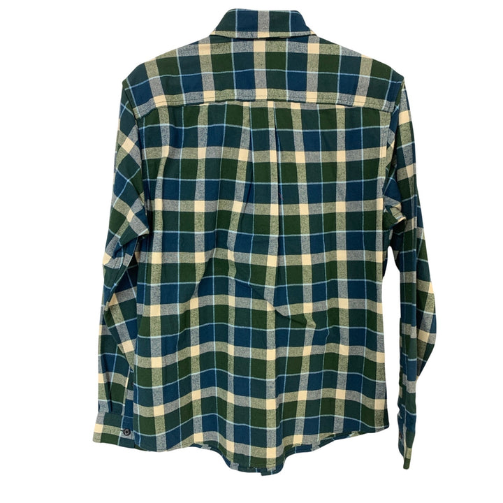 New Eddie Bauer Mens Small Peacock Plaid Eddies Field Flannel Button Up Shirt