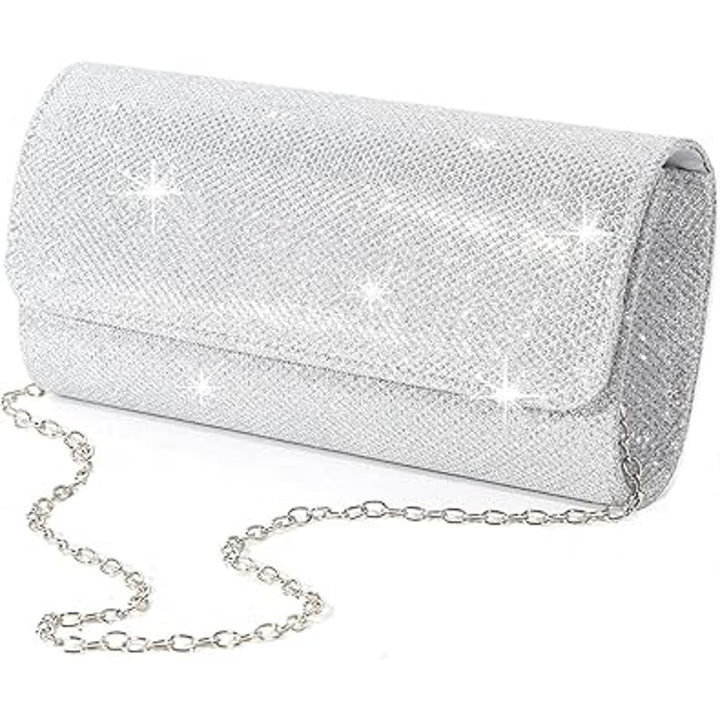 lovyoCoCo Silver Glitter Evening Bag Clutch Purses Sparkling Party Handbag