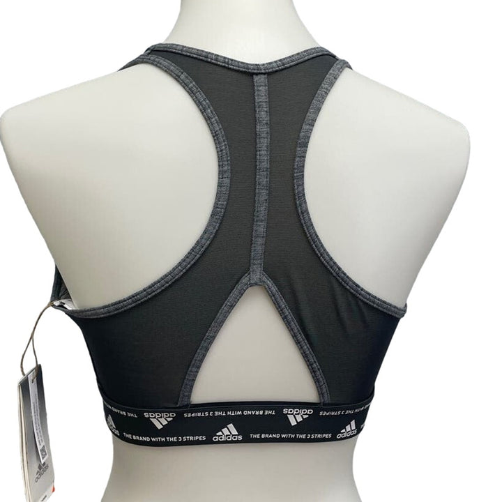 New Adidas Medium 40AC Gray Medium Support Removeable Pads Training Sports Bra