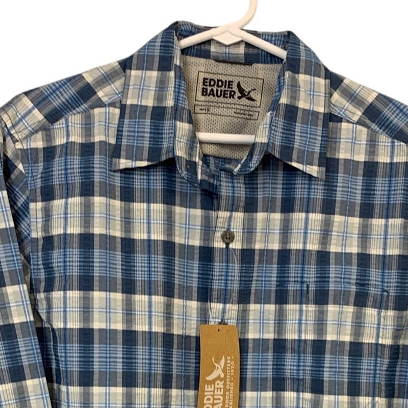 New Mens Small Island Blue Long Sleeve Pack It Seersucker 2.0 Button Up Shirt