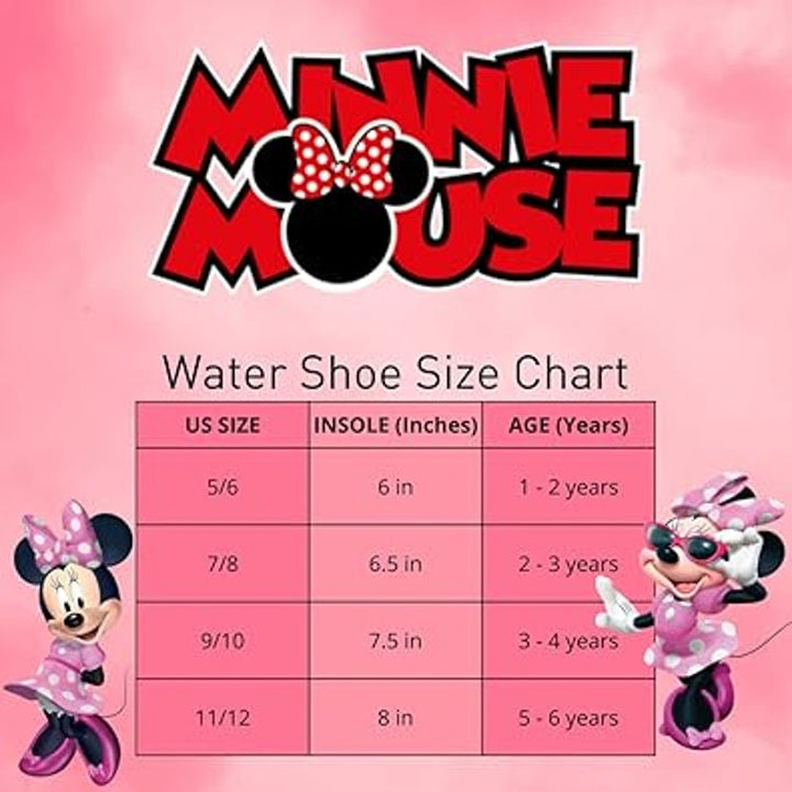 Disney Baby Girls 7-8 Toddler Red Minnie Mouse Water Sandal Bungee Closure Shoes