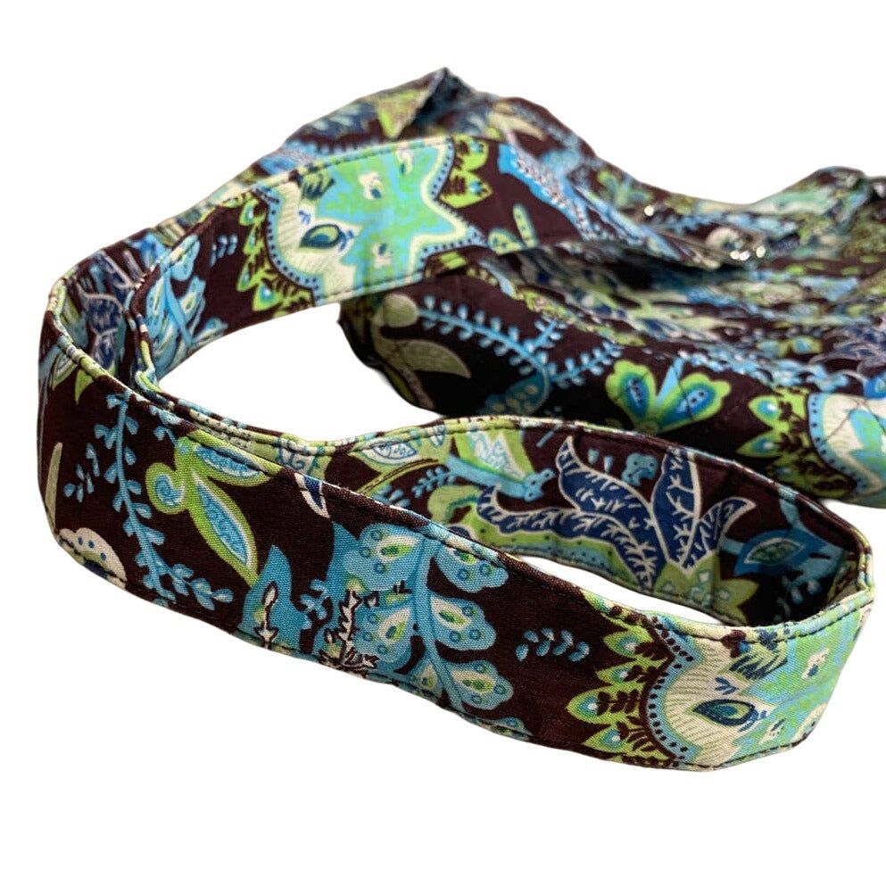 Belvah Blue Green Brown Floral Paisley Crossbody Large Fabric Purse Handbag
