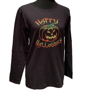 New Hand Printed Medium Halloween Jack-O-Lantern Pumpkin Black Light Glow Tee