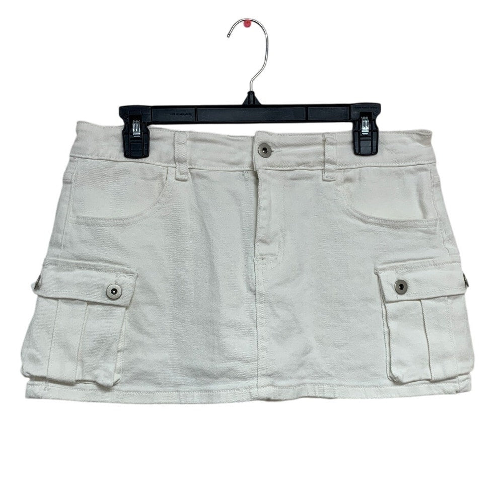 NWT New Thats So Fetch Womens Size 12 White Cotton Blend Mini Cargo Skort