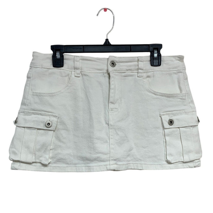 NWT New Thats So Fetch Womens Size 12 White Cotton Blend Mini Cargo Skort