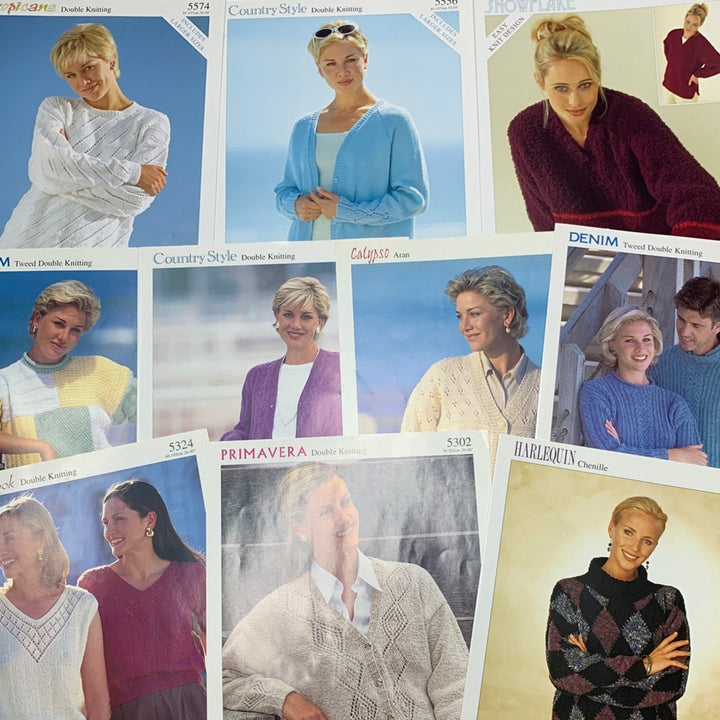 Lot of 25 New Women Men Kids Vintage 1990s 2000s Knitting Patterns