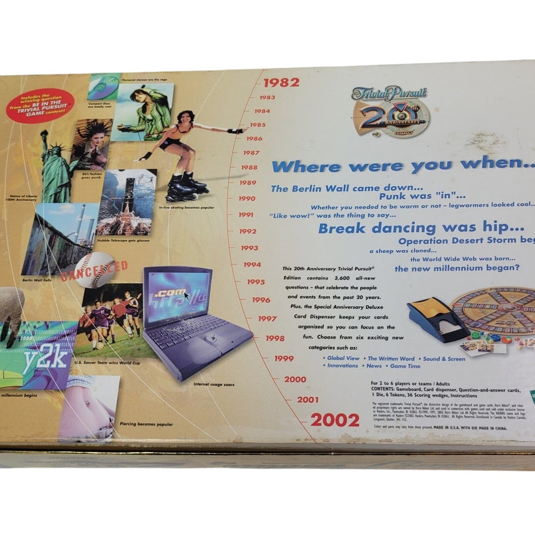 Vintage 2002 Trivial Pursuit Special 20th Anniversary Edition Board Game - Parts