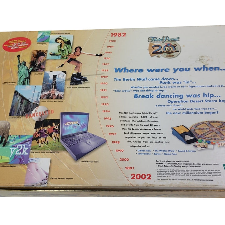 Vintage 2002 Trivial Pursuit Special 20th Anniversary Edition Board Game - Parts
