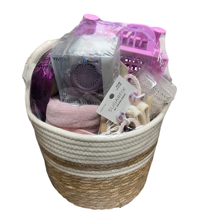 Womens Purple Rose Hair Body Bath De-Stress Relaxation Gift Basket