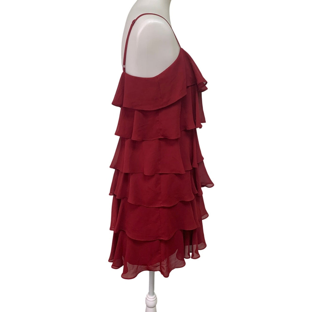 Ann Taylor Loft Womens Size 8 Spaghetti Strap Tiered Ruffle Knee Length Dress