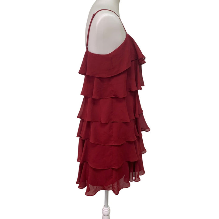 Ann Taylor Loft Womens Size 8 Spaghetti Strap Tiered Ruffle Knee Length Dress