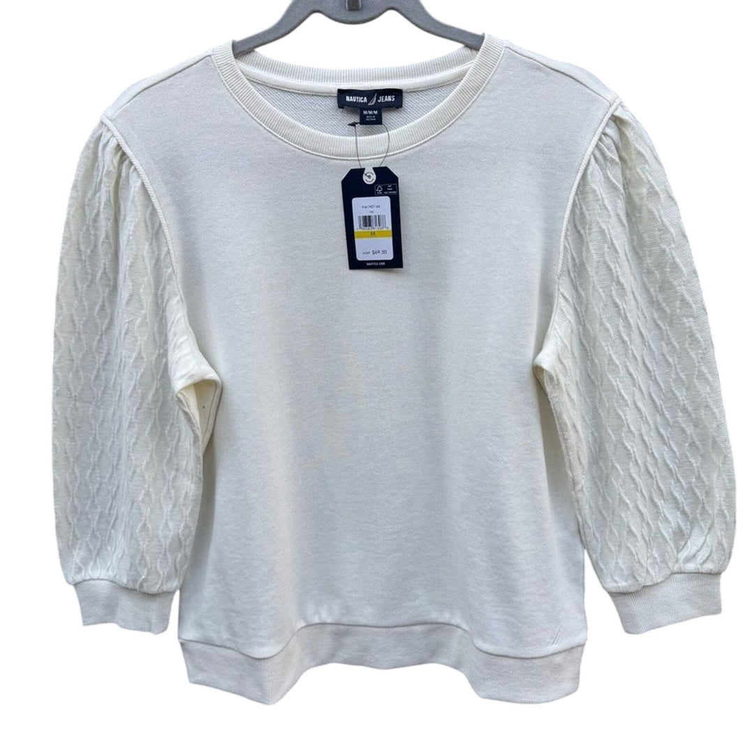 NWT New Nautica Jeans Womens Medium Ivory Long Sleeve Crew Neck Sweatshirt