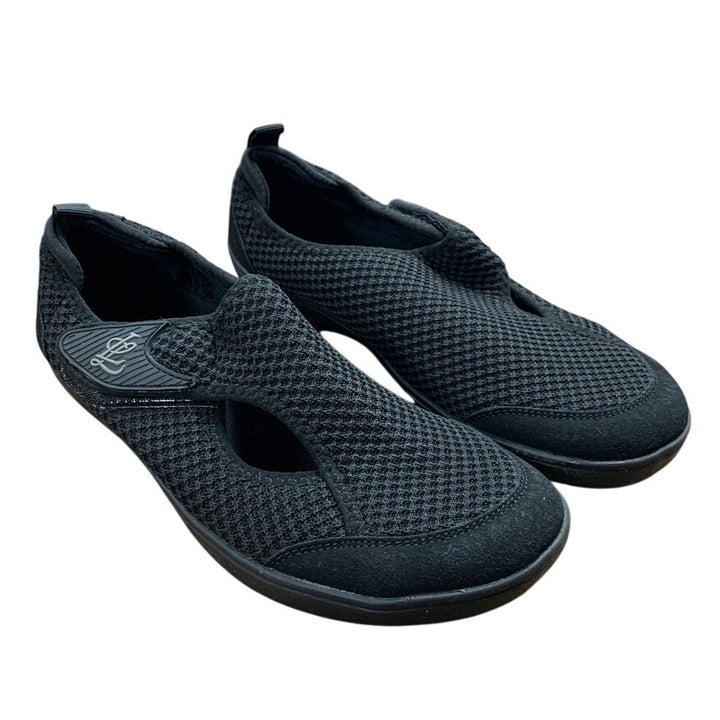 LeIsfIt Womens 10.5 Black Mesh Wide Diabetic Adjustable Barefoot Walking Shoes