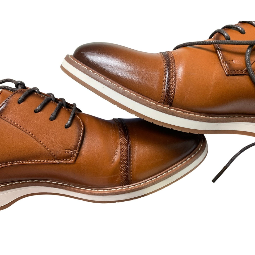Meridos Mens Size 10 Chestnut Brown Faux Leather Lace Up Wingtip Oxford Shoes