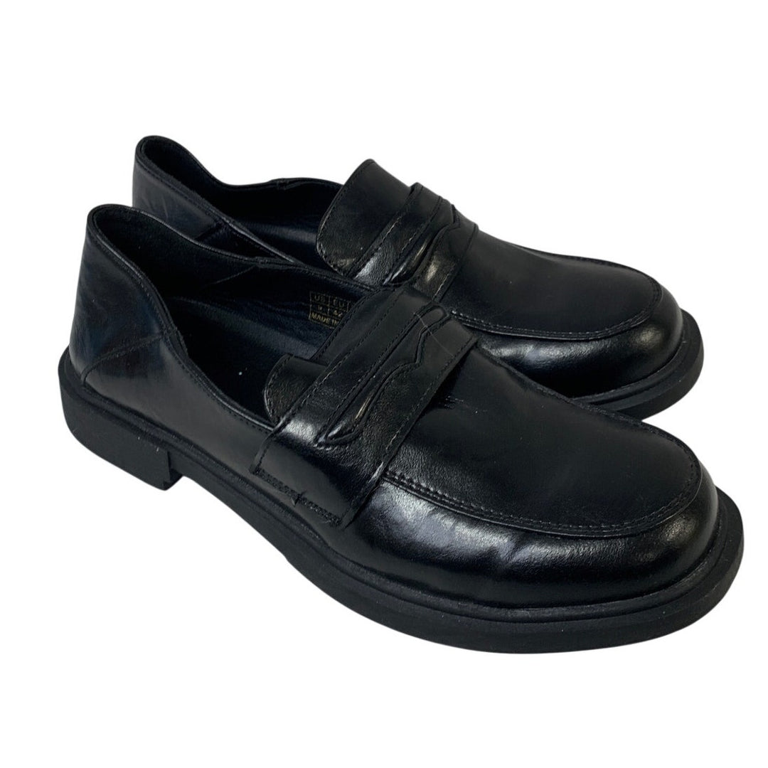 OTNDK Womens Size 9 Black 1" Heel Loafer Round Toe Slip On Dress Shoes