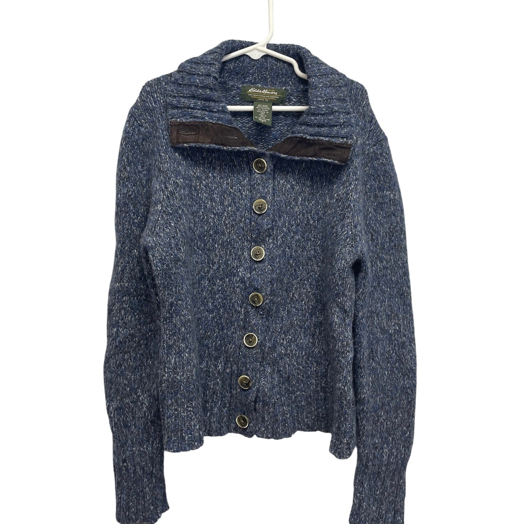 Eddie Bauer Womens Petite Small Wool PolyCotton Button Up Cardigan Sweater