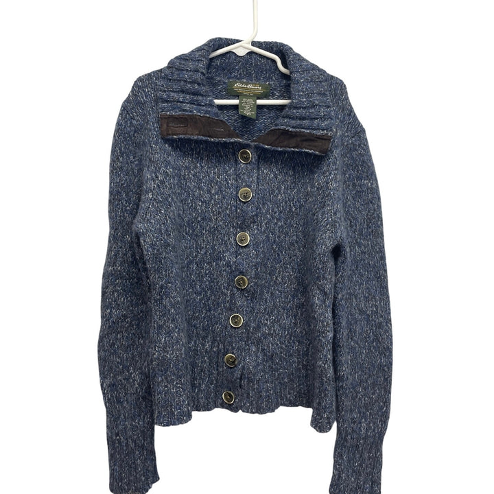 Eddie Bauer Womens Petite Small Wool PolyCotton Button Up Cardigan Sweater