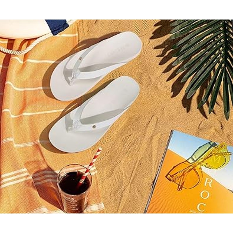 Oncai Womens Size 6 White Flip Flops Sandals Non Slip Arch Support Shoes
