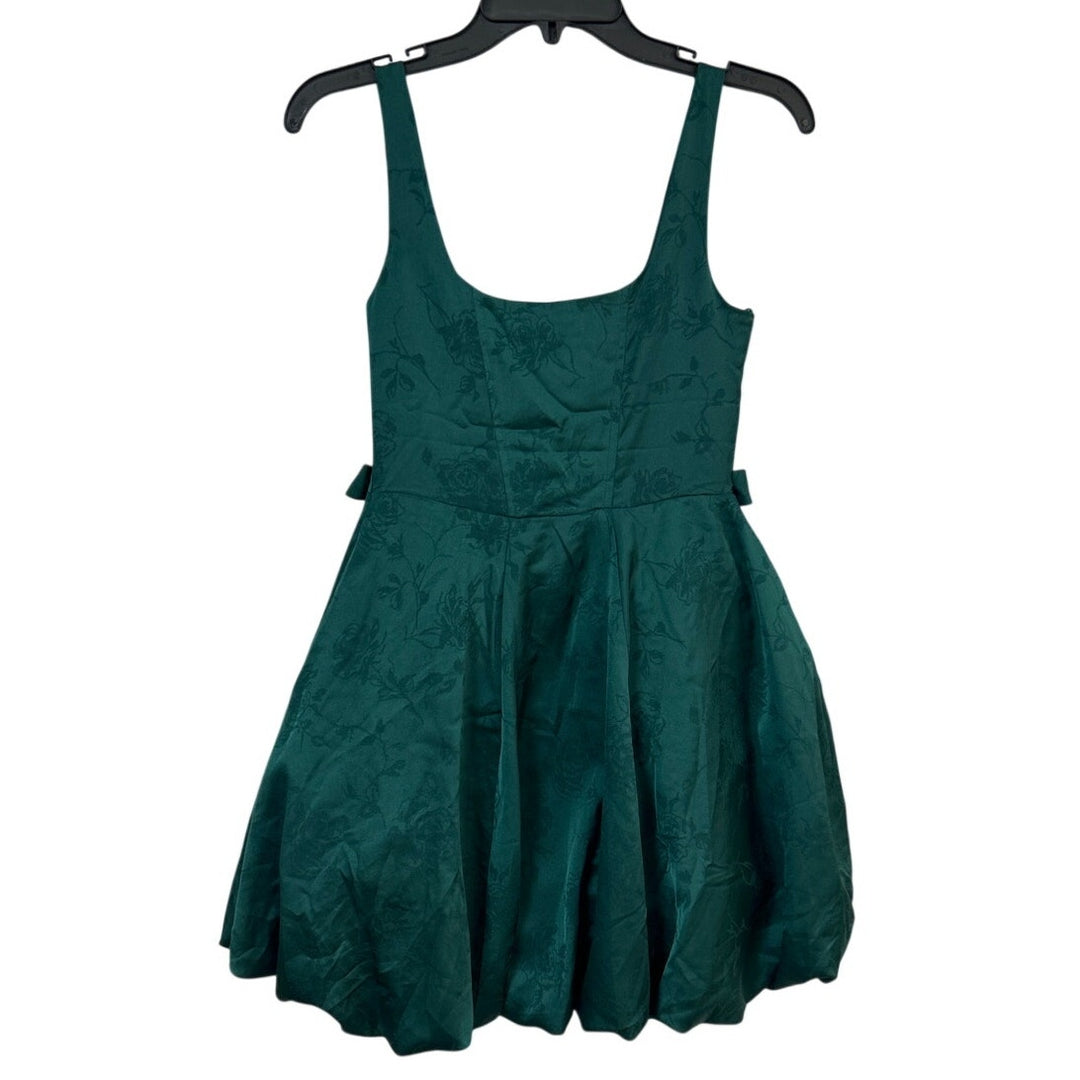 New Francescas Womens XS Emerald Green Jacquard Strappy Mini Bubble Dress