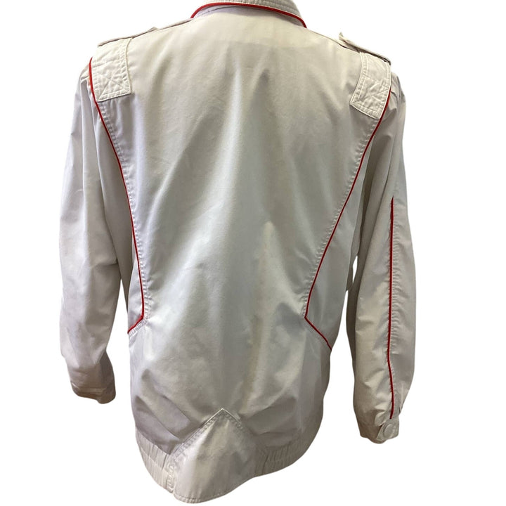 Vintage 1980s Mulberry Street Womens Medium White Button Up PolyCotton Jacket
