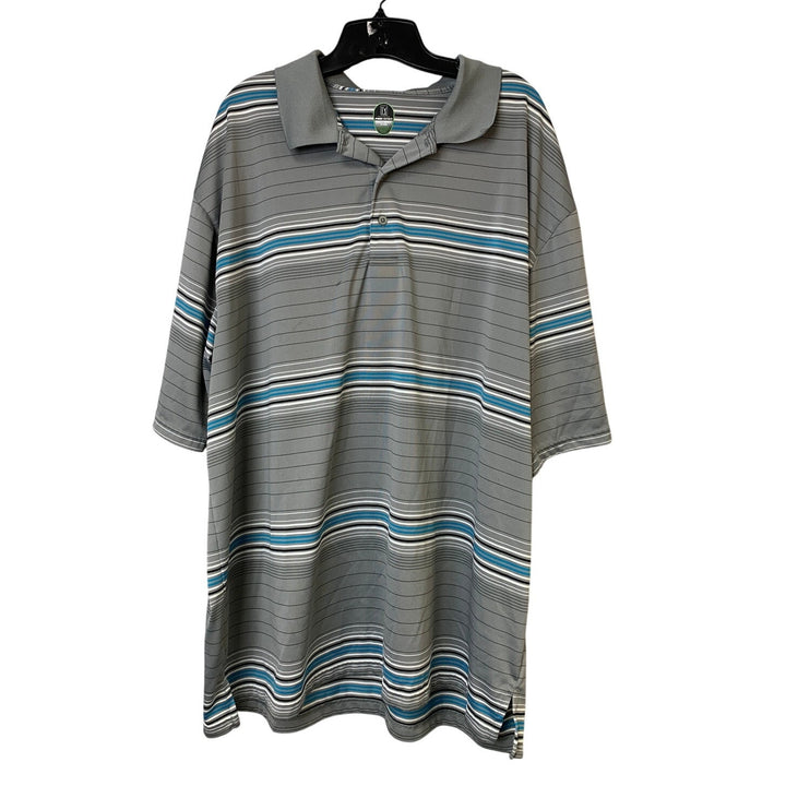PGA Tour Pro Series Mens 3XLT Gray Striped Short Sleeve Golf Polo Shirt EUC