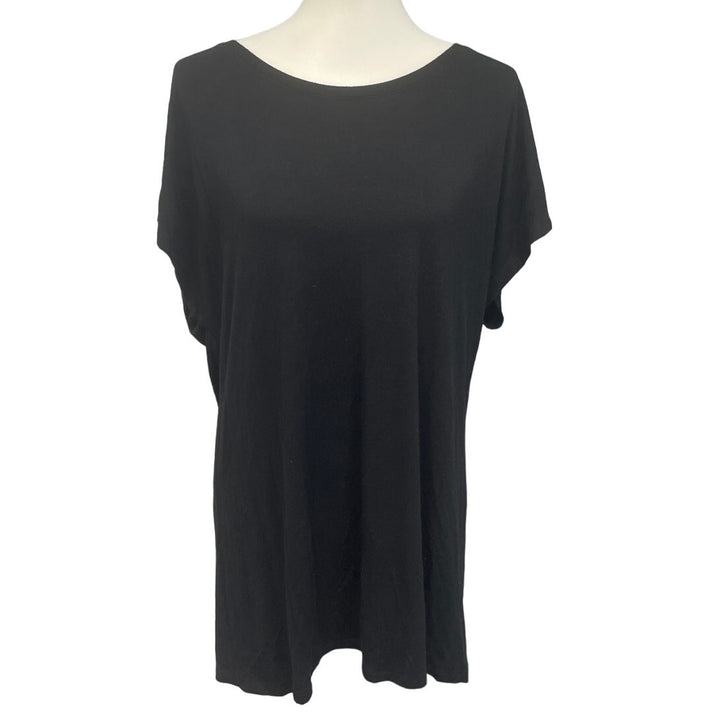 Free To Live Womens XL Black PolySpandex Short Sleeve Crew Neck Tee Shirt