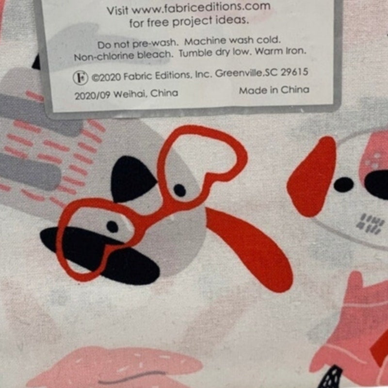 New Create It 18"X21" Valentine Puppy Dog Cotton Fat Quarter FQ Quilting Fabric